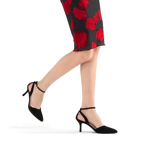 mysoft Women's Pumps Shoes Pointed Toe Kitten Low Heels Stiletto Ankle Strap Closed Toe Wedding Party Dress Sandals thumbnail 6