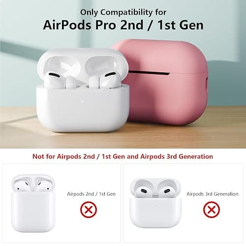 KOKOKA Custodia Case Compatibile con AirPods Pro 2/1 2023/2022/2019 con Kit di Pulizia e Cordino in Silicone, Case Cover Protettiva Premium in Silicone per AirPods Pro 2a/1a Generazione, Bean Pink thumbnail 3