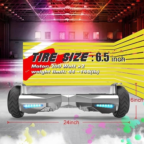 HOVERSTAR hoover boards for a 7-12 year old Chrome Color Flash Wheel,Built-in wireless speaker,hoverboard adult range of over 10 miles, hoverboard for All Ages (SILVER) thumbnail 2