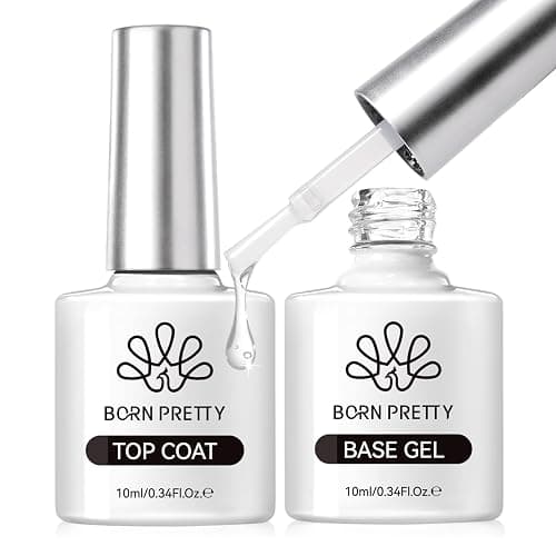 Born Pretty Top Coat Gel UV - No Wipe Super Top Coat Gloss Base Gel Kein Absplittern Oder Abblättern und Lang Anhaltend Unterlack und Überlack Set - Image 1