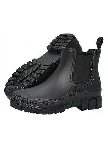 lefunnix Womens Rain Boots, Waterproof Short Ankle Rainboots Arch Support Chelsea Boots Non-Slip Rubber Shoes for Outdoor Work Garden Rain - Image 1