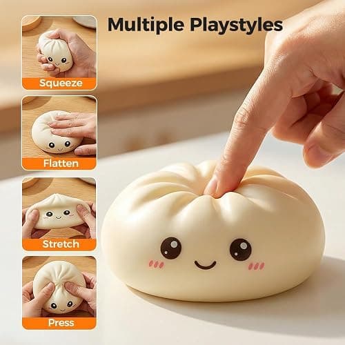 Dumpling Squishy, 2026 New Soft Glitter Dumpling Squishies Stress Relief Balls, Handmade Pressure Relief Balls with Food Steamer Squeeze Dough Ball for Office & Home Relaxation (3PCS) thumbnail 4