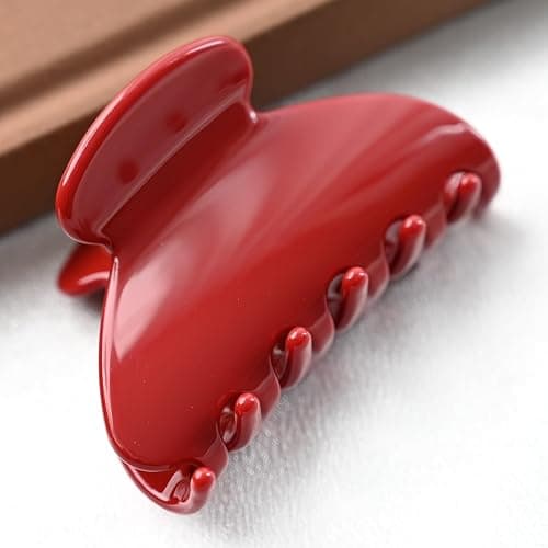 Prettyou Handmade Celluloid Acetate French Design Barrettes Tortoise Shell Claws Hair Claw Luxury Fashion Accessories Hair Clip for Women (burgundyred) thumbnail 5