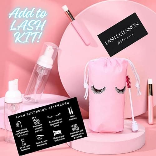 Lash Extension Aftercare Card | 50 Pack | Lash Aftercare Instruction Minimalist Cards Double Sided Size 3.5 x 2 inches Eye Lash Aftercare Kit for Clients with 2-3 Week Refill Instruction thumbnail 6