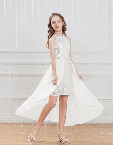 GRACE KARIN Girls Halter Neck Sequin Dress 6-14Y Kids Fancy Formal Party Christmas Sparkly Pageant Birthday Dresses thumbnail 3