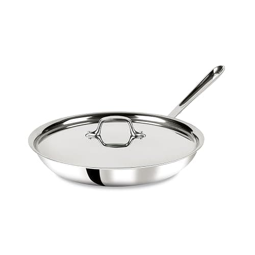 All-Clad D3 12" Stainless Steel Frying pan W/Lid, 3-Ply Stainless Steel Pan, Induction, Oven Broiler Safe 600F Skillet, Professional Cookware, Silver - Image 1
