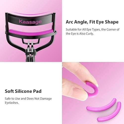 Kaasage Eyelash Curler with Pads, Lash Curler with 5 Extra Silicone Replacement Pads, Achieve Perfect Curls in 5 Seconds - Purple thumbnail 3