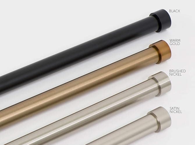 Ivilon Drapery Window Curtain Rod - End Cap Style Design 1 Inch Pole. 48 to 86 Inch Color Warm Gold thumbnail 4
