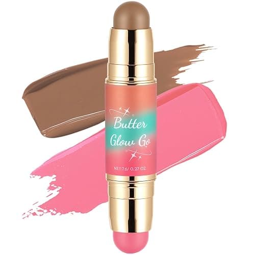Dual-Ended Blush and Bronzer Stick – 2-in-1 Creamy Face Cheeks Contour Makeup, Smooth Hydrating Formula, Buildable Color for Natural Radiant Glow Beauty For Women (Sunkissed Rose) - Image 1