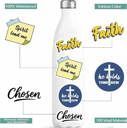 300PCS Inspirational Christian Stickers, Vinyl Waterproof Jesus Bible Verse Stickers for Prayer Board Scrapbook Water Bottle Laptop Journaling, Religious Faith Christian Gifts for Women Men Kids thumbnail 4