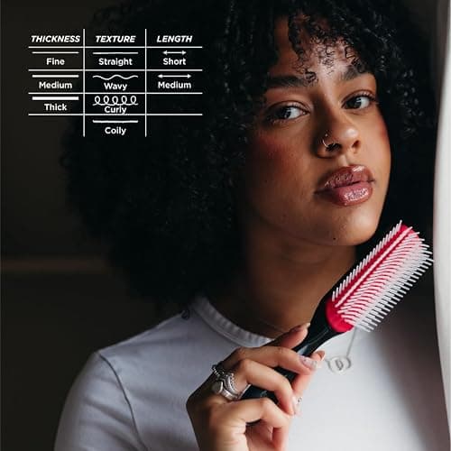 Denman Curly Hair Brush D3, 7 Row Styling Brush for Detangling, Separating, Shaping and Defining Curls - For Women and Men - Black thumbnail 6