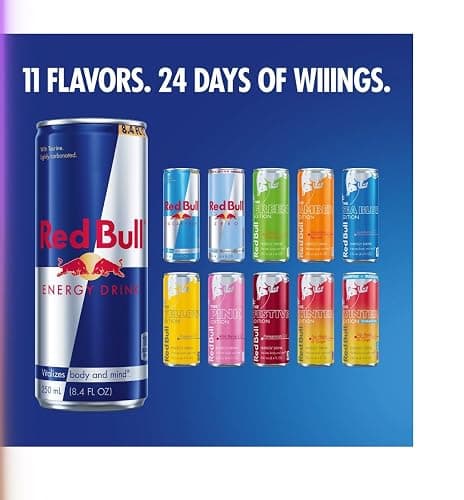 Energy Drink Variety Advent Calendar, limited edition, Red Bull, with 80mg Caffeine, Taurine & B Vitamins, 8.4 fl. oz. X 24 cans thumbnail 3