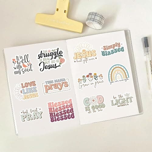 ZyvSyldrin 50PCS Inspiring Christian Stickers for Water Bottles, Bible Verse Stickers, Waterproof Vinyl Jesus Faith Stickers, Christian Quotes Decals for Journaling, Religious Christian Easter Gifts thumbnail 6