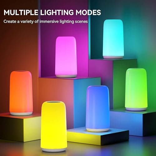Touch Bedside Table LED Lamp, [Sleek Design & RGB Mode] Multi-Color Dimmable with Warm White Lights, Birthday Gifts for Women Mom, Smart Nightstand Small Lamp for Bedroom Living Room Home Decor thumbnail 5