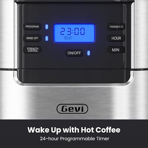 Gevi 10-Cup Coffee Maker with Built-in Burr Grinder, Programmable Timer, 1.5L Water Tank, Reusable Filter & Warming Plate – Drip Coffee Machine for Fresh Ground Coffee thumbnail 7