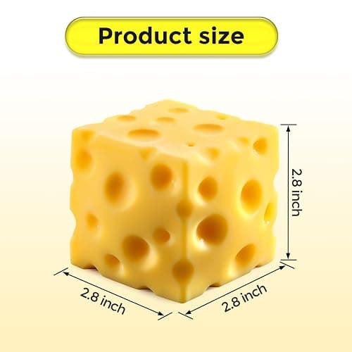 Cheese Squishy Cube Block, Squishy Fidget Toys for Adults & Teens, Easter Basket Stuffers, Stocking Stuffers, Sensory Stress Ball Squeeze Toys for Stress Relief (Yellow 2.8 in) thumbnail 3