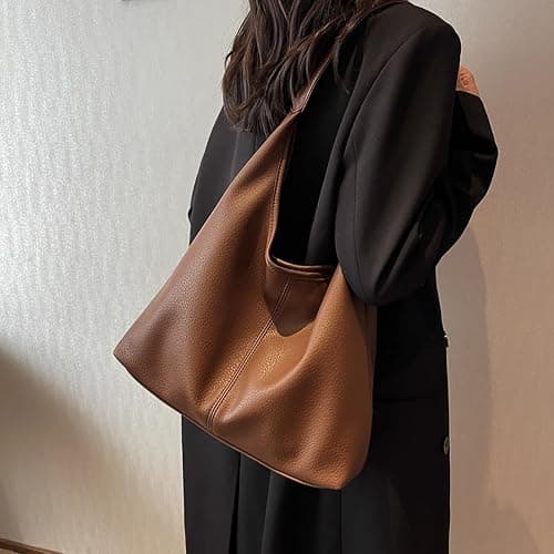 Hobo Bags for Women Slouchy Tote Bag Soft Casual PU Leather Shoulder Purses 2pcs Work Everyday Handbags thumbnail 2
