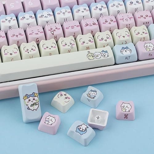 TYRIXKI PBT Keycaps 134 Keys Chiikawa Keycaps Dye-Sublimation Cute Kawaii Keycap Mao Profile Cat Shape Custom Keycap for Cherry Gateron MX Swithes Mechanical Keyboards thumbnail 9