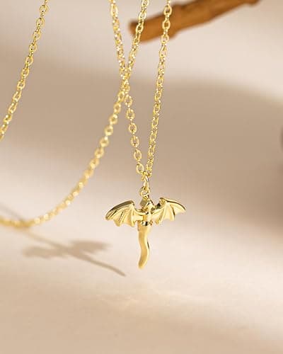 BSGRL Dainty Necklace- Moon Star Softball Bat Cross Bow Cowboy Boot Evil Eye Starfish Sun Infinity Fish Necklace for Women 14K Gold/White Gold Plated thumbnail 5