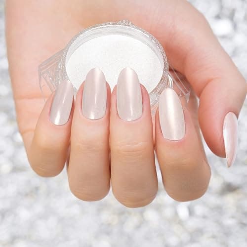 Artdone White Pearl Chrome Nail Powder,Iridescent Aurora Powder Metallic Mirror Effect Pigment Pearlescent Mermaid Pigment Pearl Glitter Dust Kit,Nail Art Decoration, Resin Craft thumbnail 2
