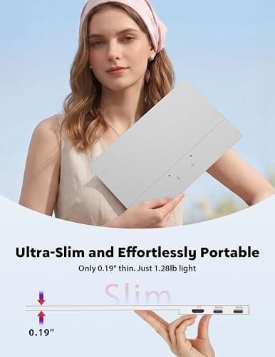 OUNSHLI Portable Monitor 15.6", FHD 1080P 100% sRGB White Laptop Monitor with Adjustable Stand, Ultra Slim Travel Monitor with Eye Protection, Plug and Play for Laptop/PC/Mac/Android/PS5 thumbnail 4