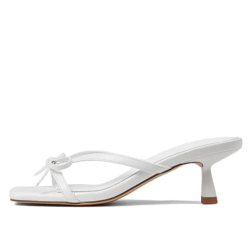 VIMISAOI Women's Bow Knot Strappy Kitten Heels Square Open Toe Slip On Mule Heels Sandals Comfortable Dress Shoes for Party Wedding thumbnail 4