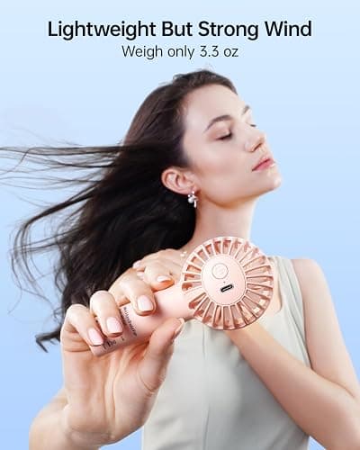 SWEETFULL Mini Portable Fan - Rechargeable Handheld Fan, 3 Speeds Personal Small Hand Gifts for Travel Essentials, Lash, Makeup, Eyelash, Kids, Girls, Women - USB, Cute Design Pink thumbnail 5