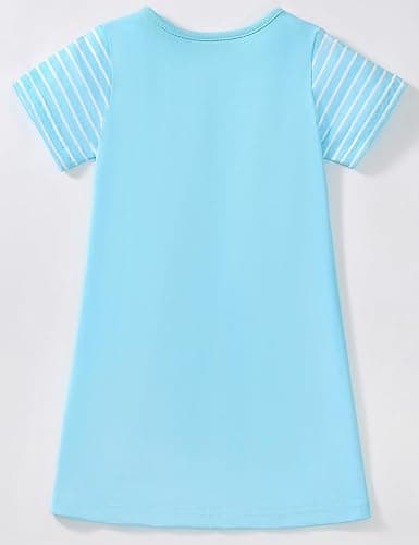 FreeLu Girls Cartoon Appliques Dress Cotton Summer Short Sleeve Dresses Casual Jersey Skirt thumbnail 4