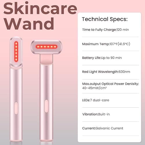 4-in-1 Light-Therapy-Wand,Red Light Therapy for Face and Neck - Microcurrent Facial Device for Anti-Aging - Face & Eye Massager Skincare (2 Colors led Light) - 2 Colors Led Light thumbnail 6