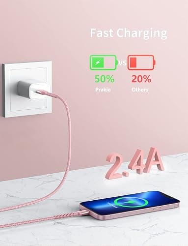 iPhone Charger 6FT 2Pack, Lightning Cable [Apple MFi Certified] iPhone Fast Charging Cord Compatible with iPhone 14/13/12/11 Pro Max/XS MAX/XR/8/7/Plus/6S/6/SE/5S/iPad (Pink) thumbnail 2