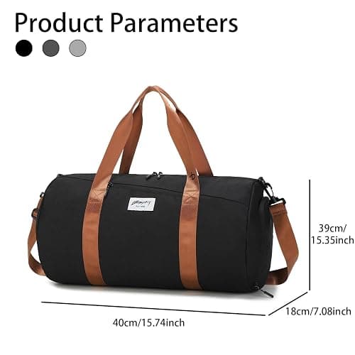 BE Smart Gym Sports Duffle Bag, Waterproof Gym Bags with Shoe Compartment, Lightweight Large Option for Overnight Workout Weekender Trip (Black-Brown, Without Dry & Wet Pocket) thumbnail 7