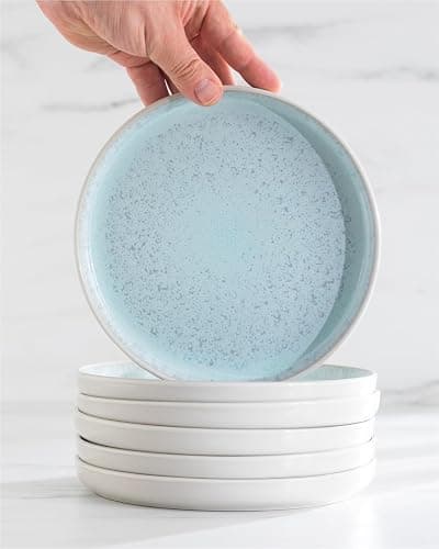 24 Piece Dinnerware Sets for 8 - Modern Style Stoneware Dinnerware Set - Microwave Safe Dinner Plates and Bowls Sets for 8, Ceramic Dish Set, Bowl and Plate Sets for 8, Beige Light Blue Set for 8… - Set (24pcs) - light / beige-blue thumbnail 7