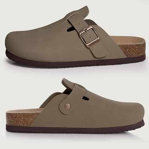 KIDMI Unisex Vegan Suede Clogs Leather Mules Womens Mens Cork Footbed Potato Shoes with Arch Support thumbnail 5