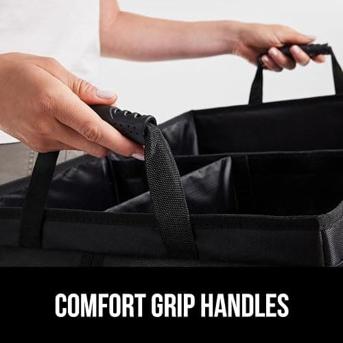 GORILLA GRIP Large Capacity Sturdy Trunk Storage Organizer, Slip and Water Resistant Collapsible Organization Container, Holiday Gifts for Men, Women, Multi Compartment Car or SUV Accessories, Black thumbnail 9