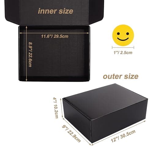 ZBEIVAN 12x9x4 Black Small Shipping Boxes, 20 Packs Corrugated Cardboard Mailer Boxes for Packaging Small Business Mailing Gifts Wrap Boxes with Lids thumbnail 3