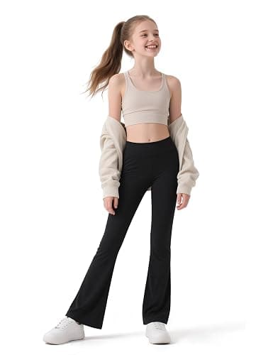 HASMES 3 Pack Girls Flare Leggings Kids Bell Bottom High Waisted Dance Yoga Pants Activewear thumbnail 6