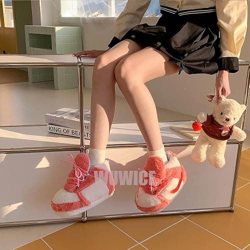 LAPRBY Sneaker Slippers Non Slip Sole Indoor House Plush Slippers Unisex Indoor Floor Cotton Shoes - 4-12 - Pink thumbnail 7