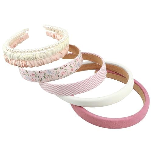 DOXISHRUKY Headbands for Women Girls, 7pc Set - Non Slip Floral Padded Headbands Cute Pearl Headband for Girls Vintage Wide Headband thumbnail 7