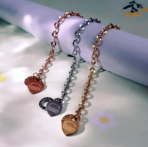 pichuxiu Heart Charm Bracelet Plated 18K Gold Bible Verse Heart Bracelet for Women Her Link Chain Toggle Clasp Stainless Steel Silver Mother's Day - Rose Gold thumbnail 6