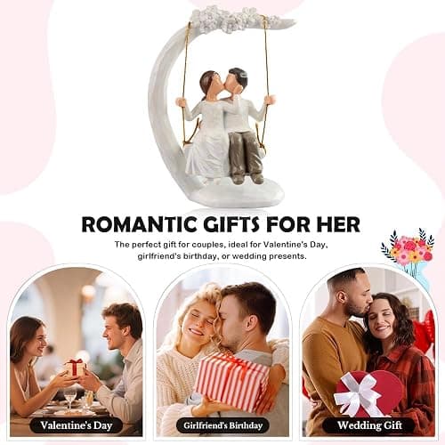jinhuoba Romantic Wedding Couple Figurines, Hand Painted Loving Together Sculpture, Best Valentine Marriage Anniversary Weddings Engagement Gifts for Couple Wife Women Her thumbnail 8