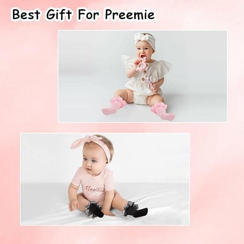 MKYSZLT Baby Girls Ruffle Socks 2-Layer Lace Frilly Turn Cuff Fancy Dress Socks Toddler Girl Preemie Newborn Infant Kids thumbnail 7