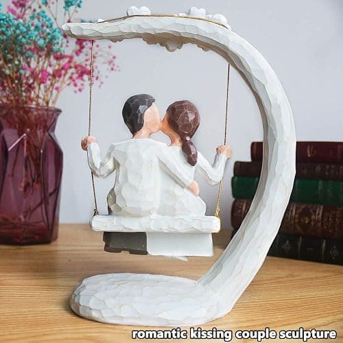 jinhuoba Romantic Wedding Couple Figurines, Hand Painted Loving Together Sculpture, Best Valentine Marriage Anniversary Weddings Engagement Gifts for Couple Wife Women Her thumbnail 6
