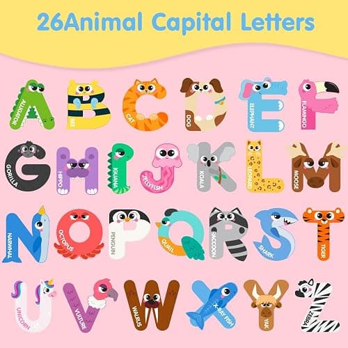JOYIN Magnetic Letters, Animal Alphabet Fridge Magnets for Toddlers 3 4 5 Years Old, 26 Uppercase Refrigerator Magnets, Large Size ABC Educational Spelling Learning Toys for Kids thumbnail 5