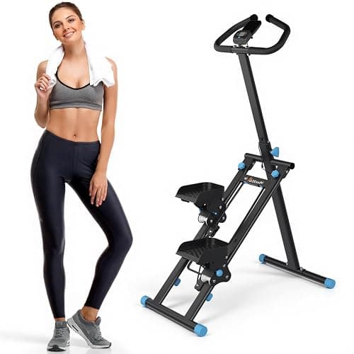 Mdeam Stair Stepper for Home, Vertical Stepper with Extended Step Area, Folding Stair Climber with Grab Bar for Full Body Workout, Fitness Equipment for Home Office (Black) - Image 1