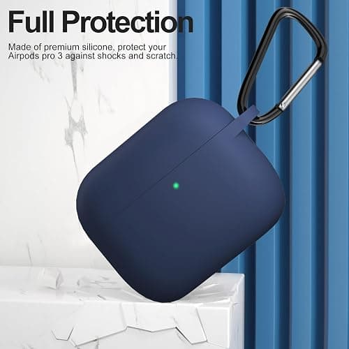 ATUAT Compatible with AirPods Pro 3 Case, Protective Soft Silicone Cover with Keychain Cleaning Kit for Women Men for Apple AirPods Pro 3rd Generation(2025), Front LED Visible, Midnight Blue thumbnail 2
