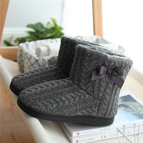 Rojeam Winter Boots Slippers Knitted Women Men Home Booties Plush House Shoes Indoor Outdoor thumbnail 2