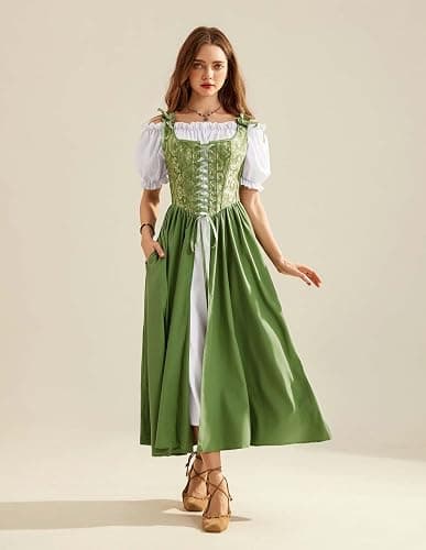 Scarlet Darkness Renaissance Costume Women Medieval Corset Dress Puff Sleeve Fairy Dress thumbnail 9