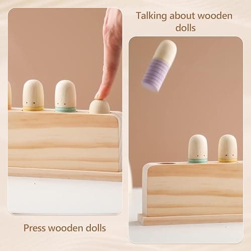 Pop Up Toy Multicolor Puppets | Wooden Color Sorting | STEM Montessori Color Matching Toys | Preschool Learning Educational Toys Gifts for Kids Boys Girls Ages for 3+ Years (Neutral Colours) - Neutral Colours thumbnail 3