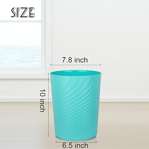UUJOLY Plastic Small Trash Can Wastebasket, Garbage Container Basket for Bathrooms, Laundry Room, Kitchens, Offices, Kids Rooms, Dorms, (Light Blue, 1.8 Gallon) thumbnail 6