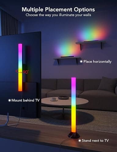 Govee RGBIC Light Bars, 15 Inches WiFi TV Backlight Suitable for 45-70 inch TVs, Smart Light Bars with Multiple Placement Options, Work with Alexa and Google Assistant, Black thumbnail 6